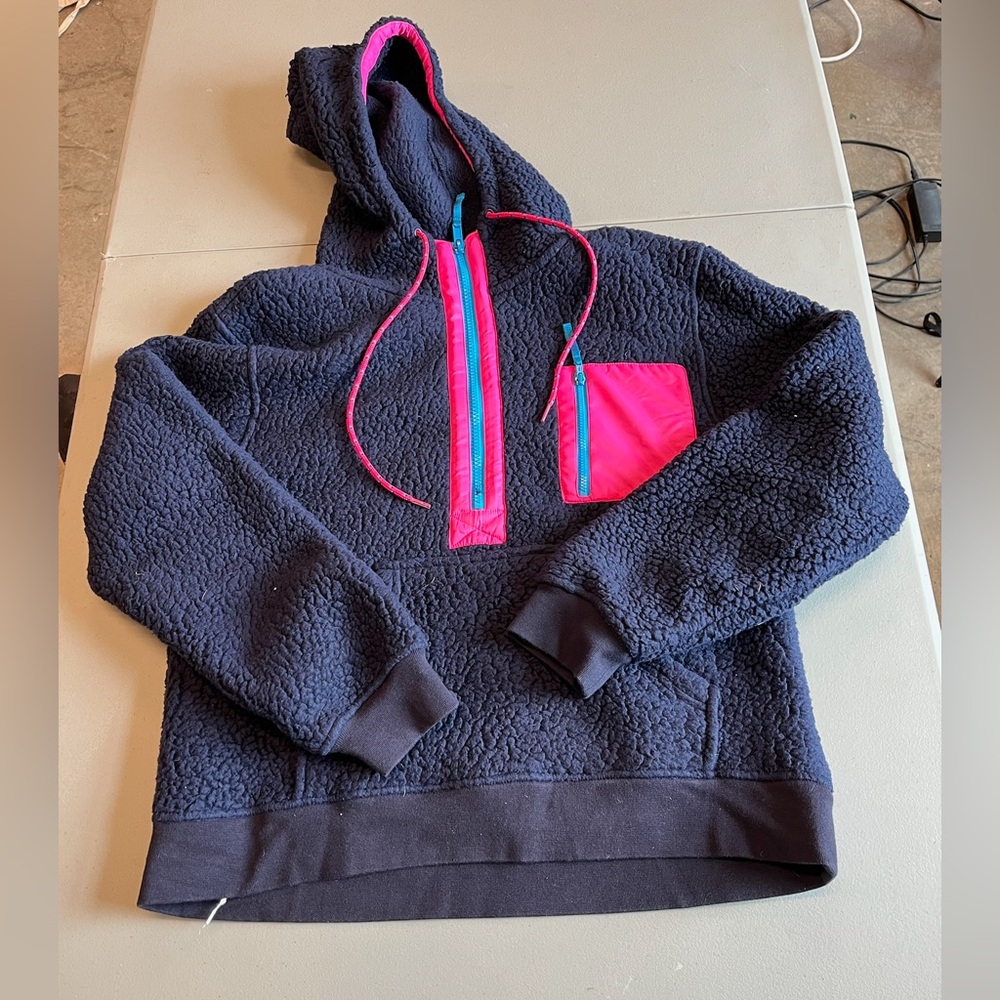 J. Crew Blue and Pink Sweatshirt Bold Sporty Design